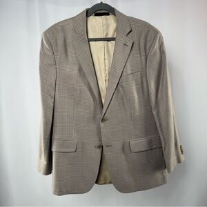Arnold Brant Checkered Bamboo 2 Button Blazer in Light Brown Size 40S